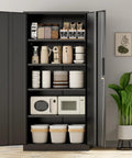 Six Foot Tall Lockable Steel Storage Cabinet With Adjustable Shelves, Heavy Duty Metal Locker For Office Home Garage Gym School