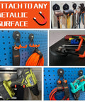 Heavy Duty Magnetic Garage Hooks Two Pack Rubber Coated Magnets For Power Drills Garden Tools Hoses Pegboard And Workshop Organization Indoor Outdoor Storage In Bright Orange