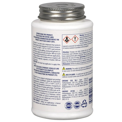 Back label view of Heavy Duty Anti Seize Lubricant 8 Oz Case Of 12 with safety and instruction text visible.