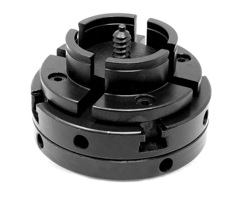 4-inch four-jaw self-centering lathe chuck, front close-up view