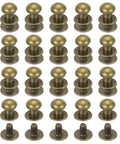 7 mm Leather Rivets Set Bronze Ball Head Stud Screw Back Round Head Button Chicago Style Nipple Rivets For Leather DIY Craft Handbags Belts Repairs, 20 Sets displayed in rows