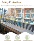 Heavy Duty Aluminum Balcony Railing Height Extender With Solid Anti Fall Safety Guard To Keep Kids And Dogs Secure Add Quick Patio Privacy Weatherproof Outdoor Upgrade on a balcony with plants.