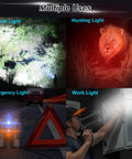 Multiple uses of Ridiculously Bright 990000 Lumen Handheld Spotlight With Solar Charging in various outdoor and emergency scenarios.