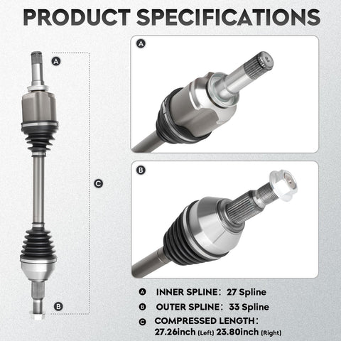Front CV Axle Shaft Assembly Set Fits GM SUVs Traverse, Acadia, Enclave, Outlook 2007-2017 Driver And Passenger Side 2 Pack