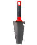 Heavy Duty Garden Trowel With Serrated Blade For Digging And Root Cutting Carbon Steel Hand Tool For Weeding Planting Transplanting And Dense Soil Work Workhorse Red Construction