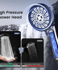 High Pressure Handheld Shower Head With Eight Modes Built In Filtered Water Softener Anti Clog Nozzles 60 Inch Stainless Steel Hose