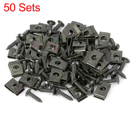 Fifty Pack Hella Tough Metal U Clip Screws 4.2X16mm Automotive Fasteners For Cars Bikes And Trucks To Secure Wiring Harnesses Trim Panels And Body Parts Solid Tool Box Upgrade.