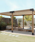 Steel Pergola Kit With T Shaped 3 Way Corner Brackets For 4x4 Lumber Posts in garden patio setting