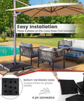 Fillable Offset Patio Umbrella Base Set For Cantilever Umbrellas, Water And Sand Fill Weight Up To 284 Lbs near poolside area