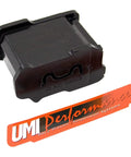 F-Body Torque Arm Replacement Bushing For Camaro And Firebird Beefy Performance Upgrade Heavy Duty Polyurethane Bushing Easy Install Smoother Handling And Vibration Reduction Made In USA black polyurethane torque arm bushing with UMI logo