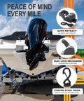 Beefy Heavy Duty Retractable Ratchet Straps 2 Pack For Boat And Trailer Tie Downs With Safety Latch S Hooks in use on boat