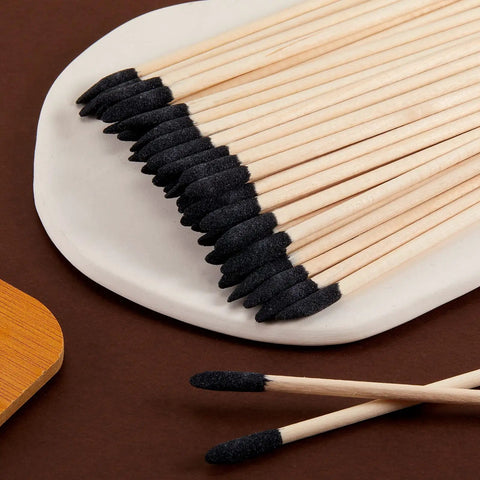 Fine Sanding Sticks For Models And Wood Five Point Four Inch 280 Grit 100 Pack arranged on a white tray.