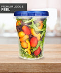32 Ounce Plastic Containers With Twist Top Lids Six Pack Quart Freezer Storage shown with salad inside