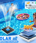 Solar Floating Pool Fountain With Lights 9.5 Inch Large Water Fountain With Anchor Kit for pools showing LED lights and fountain spray