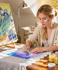 Detachable Roller Tool With Ergonomic Grip For Painting Projects No Sweat Smooth Operator in use for rhinestone art.