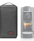 Beefed Up Heavy Duty Dust Cover For Nespresso Vertuo Next And Plus Deluxe Coffee Machines With Waterproof Outer Layer Pearl Cotton Lining And Two Front Pockets Dark Grey front view