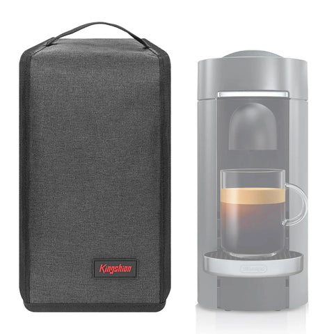 Beefed Up Heavy Duty Dust Cover For Nespresso Vertuo Next And Plus Deluxe Coffee Machines With Waterproof Outer Layer Pearl Cotton Lining And Two Front Pockets Dark Grey front view