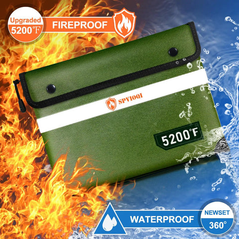 Upgraded 5200F Fireproof Document Bag With Heat Insulation And Zipper Safe Pouch 8 Layer Fireproof Material Money Bag in flames