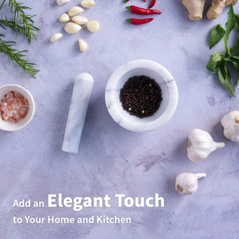 Top view of Marble Mortar And Pestle Set 150ml Spice Grinder For Grinding Herbs And Spices Unpolished Marble Crusher Kitchen Utensil