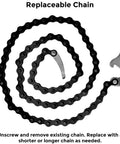 Locking Chain Pliers with 36-Inch Chain, close-up of replaceable chain for 10.5-inch diameter pipe, visible securing bar