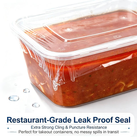 Heavy Duty Stretchable Shrink Film For Snug Bottle Jar And Can Sealing No Heat Packaging Roll With No Sweat Application sealing a container with sauce