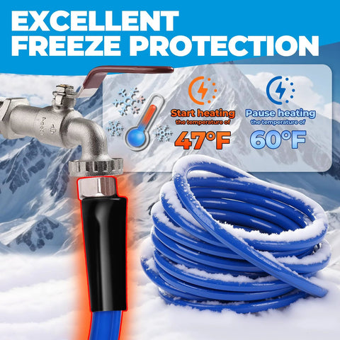 30ft heated RV water hose, blue BPA-free hose with antifreeze to -45°F, Amazon brand