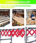16 Inch Wide Conveyor Roller Stand With Wheels For Infeed And Outfeed Expandable Folding Conveyor Belt With 700 Pound Capacity