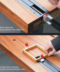 Heavy Duty Workbench Tail Vise Featuring Fast Quick Shift Design And Spacious Clamping Range Crafted From Solid Aluminum Alloy, showcasing quick shift mechanism on wooden table.