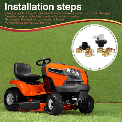 Ride-on mower with installation steps for Fuel Tank Stem And Bushing Kit For Ride On Mowers Fits Husqvarna Craftsman AYP Poulan Pro Roper Weed Eater