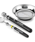 Must Have 3 Piece Magnetic Parts Tray Kit With Telescoping Inspection Mirror And Extendable Magnet Pick Up Tool For Screws Bolts Nuts Washers Pins And Other Small Metal Parts For Everyday Garage Or Workshop Use, stainless steel tray and tools