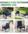 Outdoor Chair Cushions Set Of 2 19x19x3 Inches Waterproof And Fade Resistant Patio Cushions With Ties For Square Outdoor Dining Chairs In Navy Blue For Lawn Garden Deck And Yard