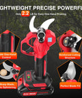 Cordless Electric Pruning Shears With 2.1 Inch Cutting Capacity, LCD Display, Brushless Motor, showcasing design features.