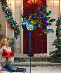 Peacock Solar Garden Stake Lights For Pathways And Backyard Decor Metal Outdoor Lights For Patio Durable Garden Lawn Ornament