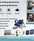 Portable precision boring machine with blue frame and 160 cm boring bar, plus accessories