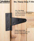 Beefy 4 Inch T Strap Door Hinges 2 Pack Black Countersunk Holes For Shed Doors And Wooden Fences Outdoor Barn Gate Hardware Thick 2mm