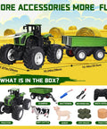 Remote Control Tractor Toy With RC Trailer 23.6 Inch 1/16 Scale Monster Truck for Farm Adventures set with accessories and farm animals