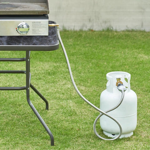 Propane Adapter Hose With Regulator For Blackstone 17 And 22 Inch Griddles, Five Foot Braided Hose To Hook Up To Large Propane Tanks