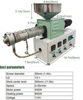Top Shelf Desktop 3D Filament Maker Machine For PLA And ABS Plastic, High Precision Extruder with gauge and dimensions.