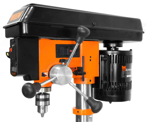 10 Inch Benchtop Drill Press With Beefy 6.2 Amp Variable Speed Motor, Cast Iron Frame, Laser Guide, And Digital RPM Readout From 530 To 3100