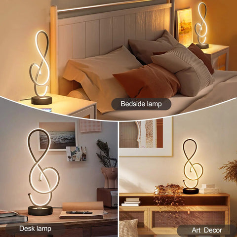 Dope Musical Note Modern Table Lamp With USB Port LED Bedside Nightstand Light Touch Dimmable in bedroom, desk, and decor settings