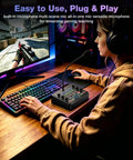 Person using All In One Live Sound Card Mixer with Gooseneck Mic and Voice Changer for Streaming Gaming on PC