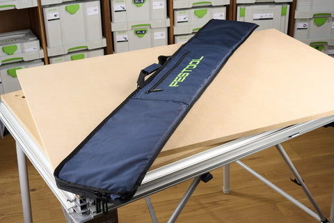 Heavy Duty Nylon Carrying Case For FS Guide Rails Keeps Up To Two FS 1400 And Shorter Rails Safe displayed on table