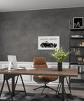 Home office with Charcoal Gray Concrete Wallpaper Peel And Stick 31x354 Inches Extra Thick 3D Faux Vinyl Wrap Matte Wall Sticker.