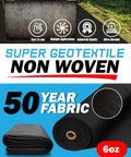Heavy Duty 6 Oz Geotextile Fabric For Landscaping And Drainage Projects Non Woven Underlayment And Erosion Control Roll 3x50