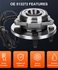 Premium Front Wheel Hub Bearing Assembly For 2007 2008 2009 2010 Jeep Wrangler 5 Bolt, 4 Wheel ABS - OE 513272, DIY Kit