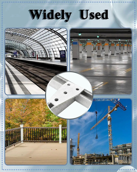 Hot Dipped Galvanized 4 Pack Flat Tee Plate With 4 Holes 6mm Thick Flat Connector Bracket For One And Five Eighths Inch Strut Channel Built Tough Heavy Duty Steel For Outdoor And Industrial Use installed in rail, parking, deck, and construction settings