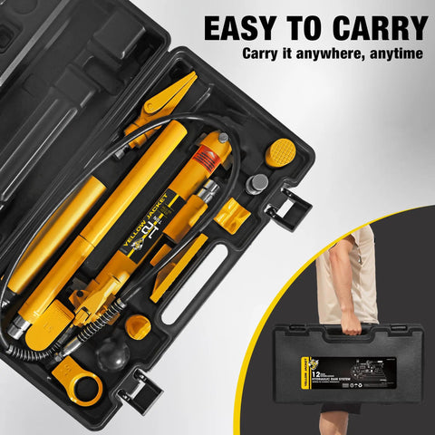 Badass 12 Ton Porta Power Kit Hydraulic Ram Push Pull Tool Set With Leakproof Heavy Duty Steel And Rugged Protective Carry Case Makes Auto Body Repairs A Breeze
