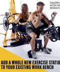 Male using Curl Machine Attachment For Your Workbench With 200 Lb Capacity Plate Loaded Bicep Builder Station