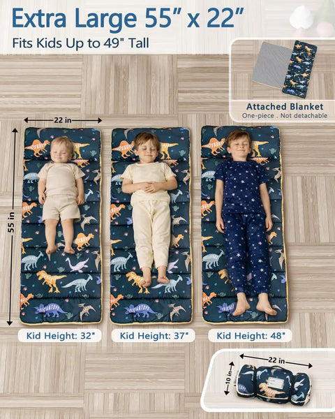 Cozy Toddler Nap Mat With Pillow All In One Thickened Extra Large Sleeping Bag For Travel Daycare Naps Plush Minky Dot Lining