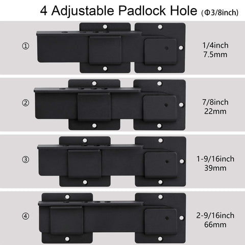 Four adjustable 9 Inch Flip Gate Latch Lock With Four Padlock Holes Heavy Duty Four Millimeter Carbon Steel